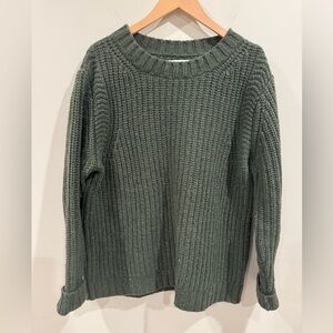 REI Co-op Men's Wallace Lake Wool Blend Chunky Knit Sweater Army Green L‎